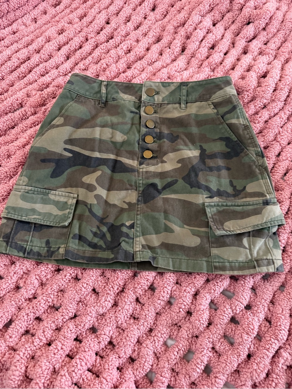 Y2K Vintage Style Camo Cargo Mini Skirt Utility Button Up Streetwear F21 Small